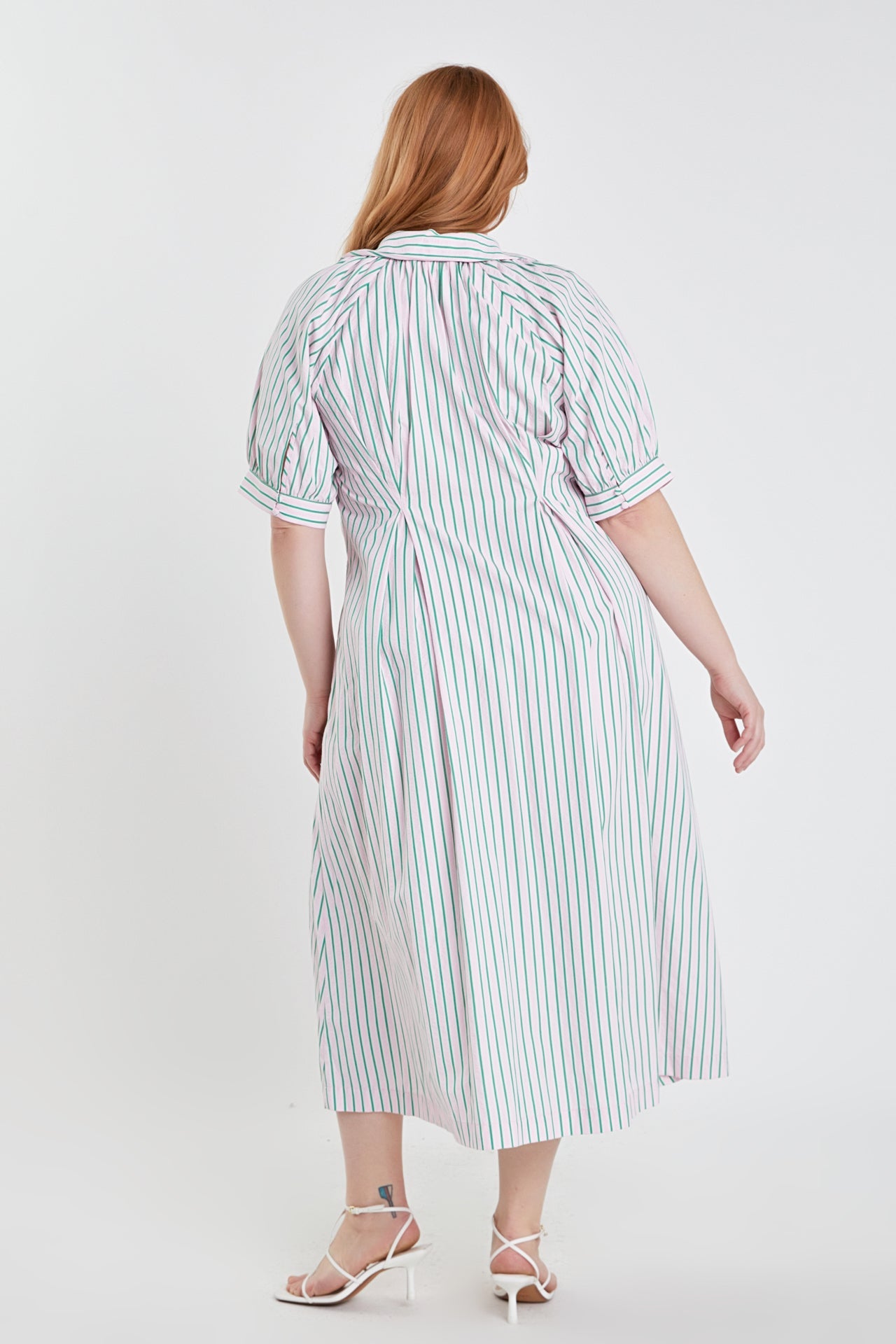 ENGLISH FACTORY - Plus Size Stripe Shirt Midi Dress - DRESSES available at Objectrare