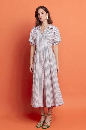 ENGLISH FACTORY - Stripe Shirt Midi Dress - DRESSES available at Objectrare
