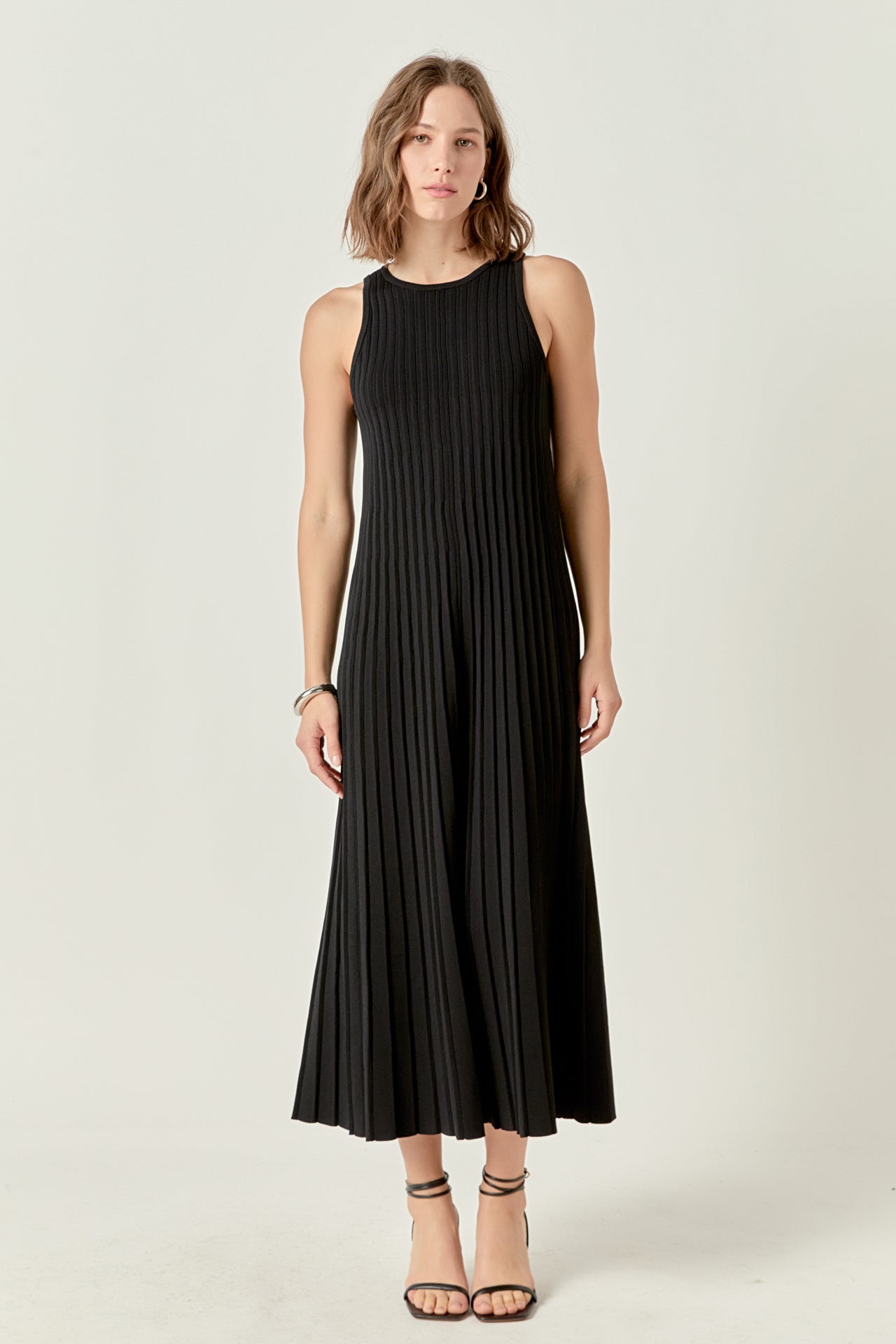 ENGLISH FACTORY - Pleated A-line Knit Midi Dress - DRESSES available at Objectrare