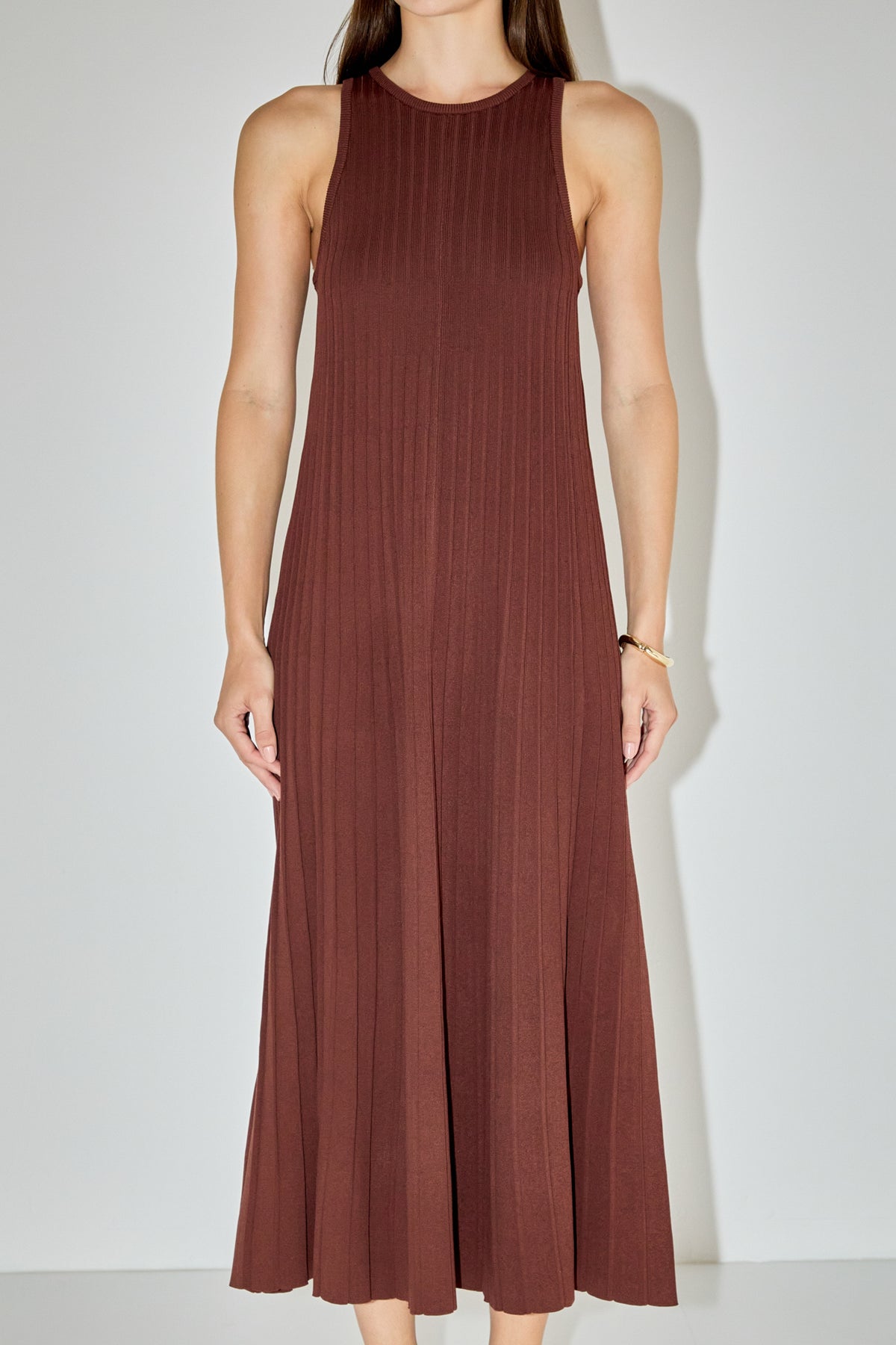 ENGLISH FACTORY - Pleated A-line Knit Midi Dress - DRESSES available at Objectrare