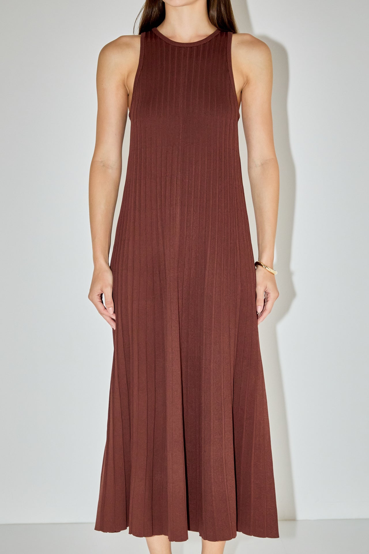 ENGLISH FACTORY - Pleated A-line Knit Midi Dress - DRESSES available at Objectrare