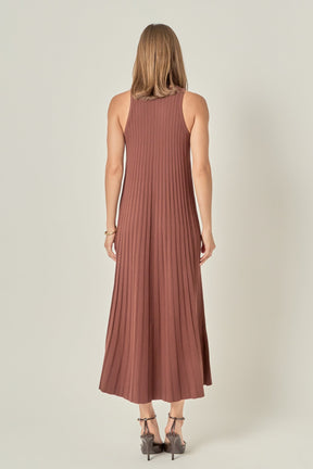 Pleated A-line Knit Midi Dress