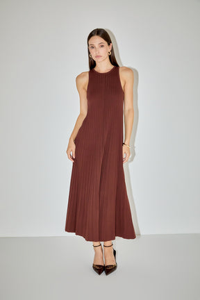 ENGLISH FACTORY - Pleated A-line Knit Midi Dress - DRESSES available at Objectrare