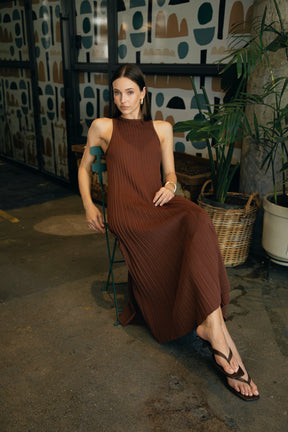 ENGLISH FACTORY - Pleated A-line Knit Midi Dress - DRESSES available at Objectrare