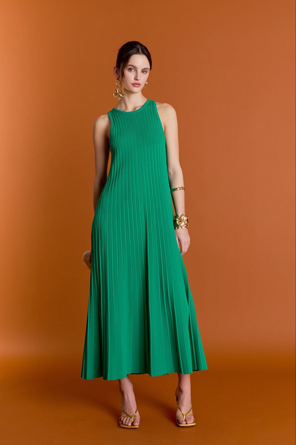ENGLISH FACTORY - Gweneth Pleated A-Line Knit Midi Dress - DRESSES available at Objectrare