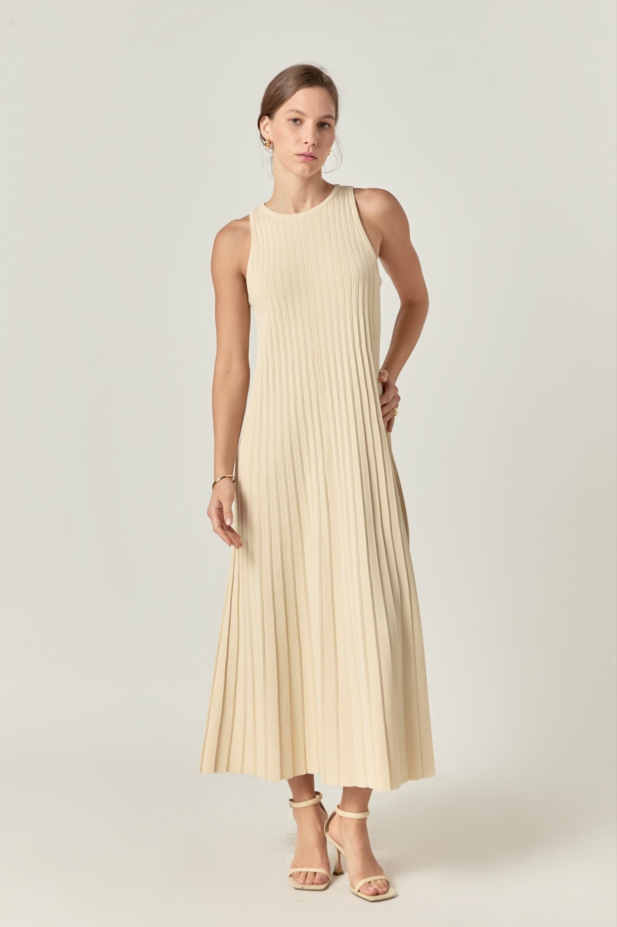 ENGLISH FACTORY - Pleated A-line Knit Midi Dress - DRESSES available at Objectrare