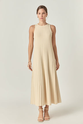 ENGLISH FACTORY - Pleated A-line Knit Midi Dress - DRESSES available at Objectrare