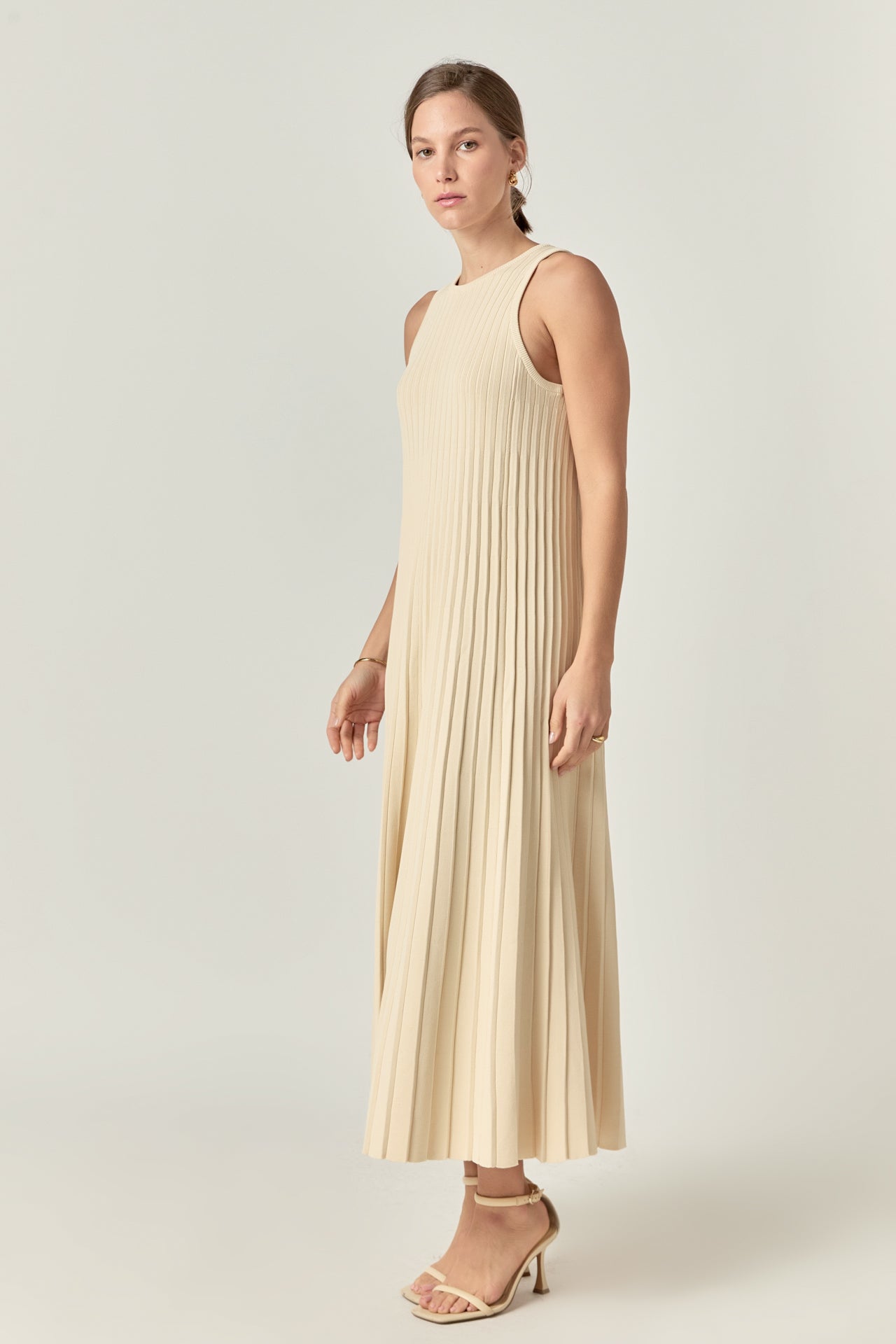 ENGLISH FACTORY - Pleated A-line Knit Midi Dress - DRESSES available at Objectrare
