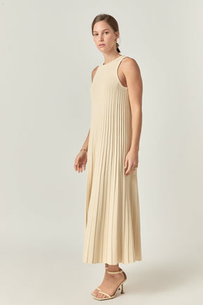 ENGLISH FACTORY - Pleated A-line Knit Midi Dress - DRESSES available at Objectrare
