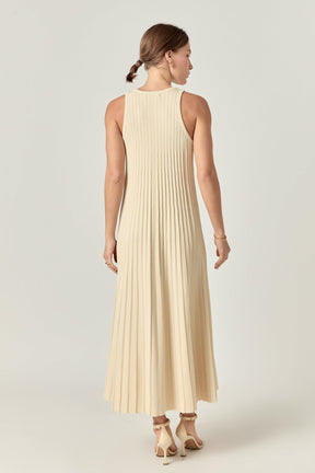 ENGLISH FACTORY - Pleated A-line Knit Midi Dress - DRESSES available at Objectrare