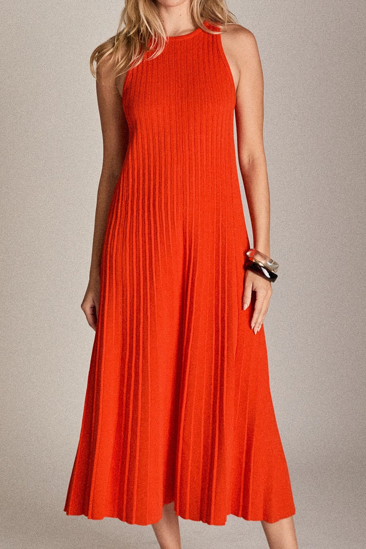ENGLISH FACTORY - Pleated A-line Knit Midi Dress - DRESSES available at Objectrare