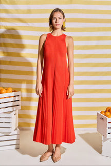 ENGLISH FACTORY - Pleated A-line Knit Midi Dress - DRESSES available at Objectrare