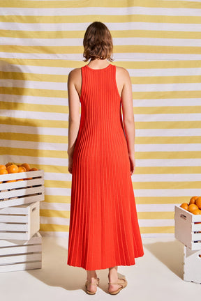 ENGLISH FACTORY - Pleated A-line Knit Midi Dress - DRESSES available at Objectrare