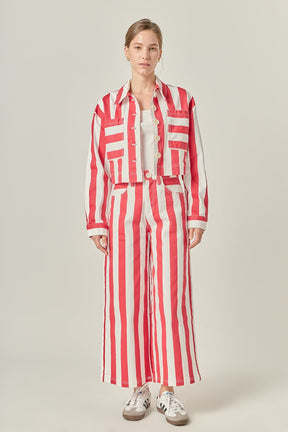 Cropped Bold Stripe Button-Up Shirt