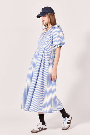 ENGLISH FACTORY - English Factory - Everly Seersucker Striped Midi Dress - DRESSES available at Objectrare