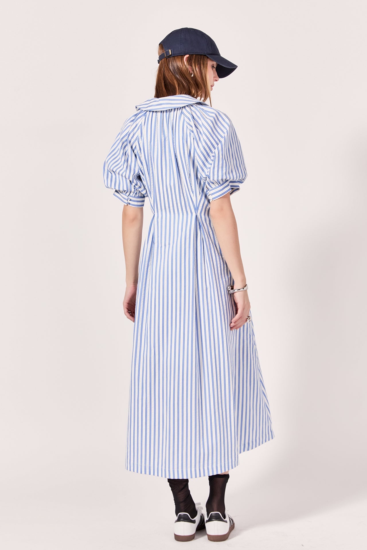 ENGLISH FACTORY - English Factory - Everly Seersucker Striped Midi Dress - DRESSES available at Objectrare