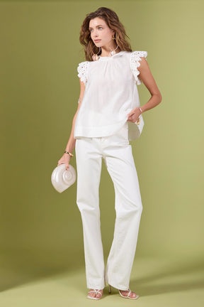 ENGLISH FACTORY - Crochet Detailed Top - TOPS available at Objectrare