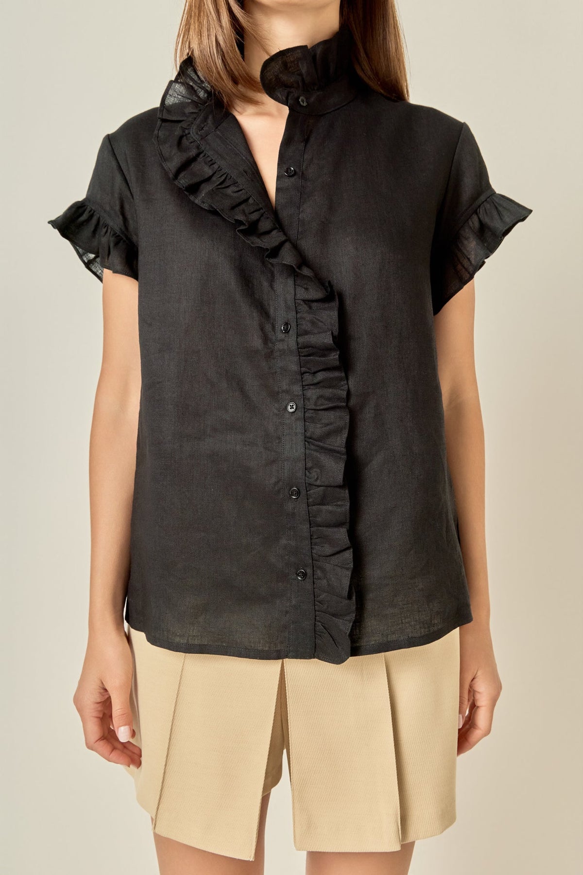 Linen Ruffle Shirt