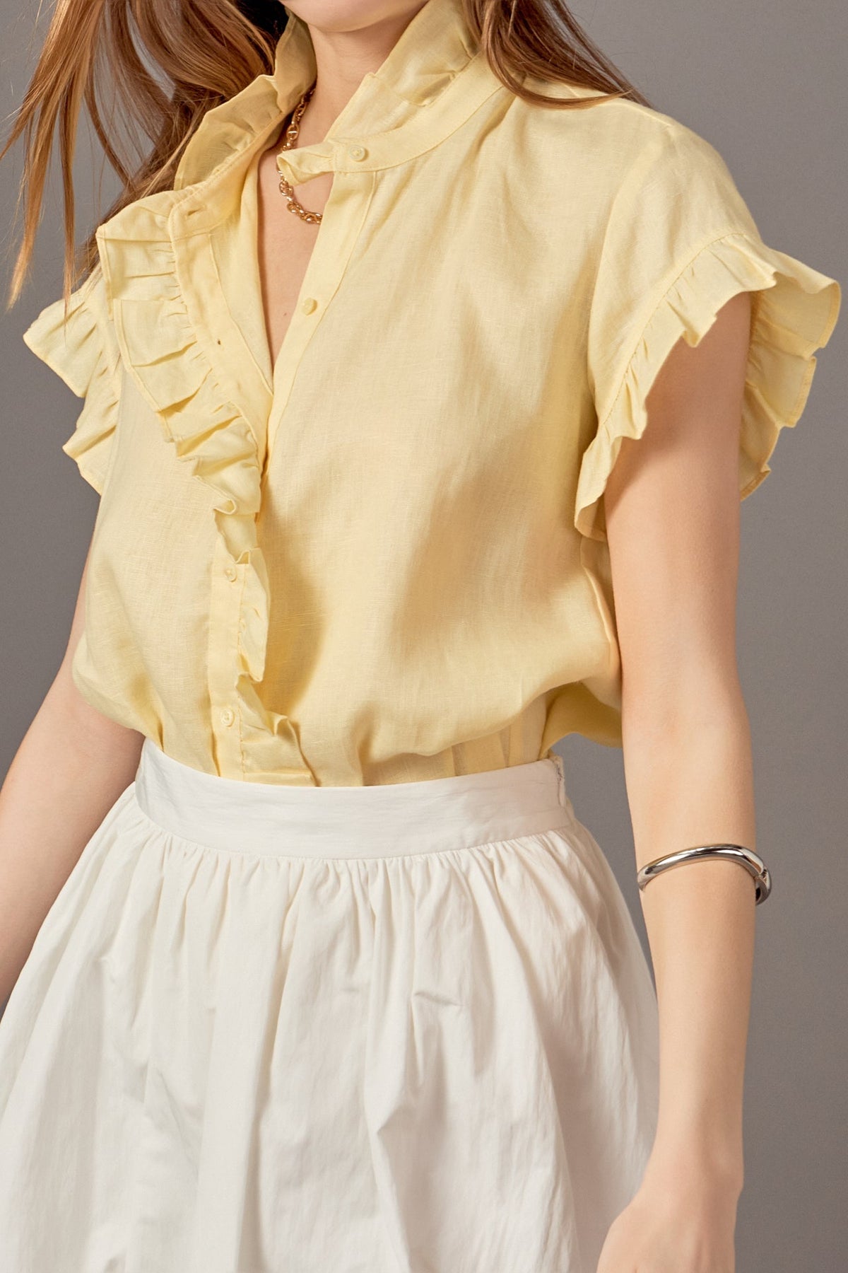 Wilma Linen Ruffle Shirt