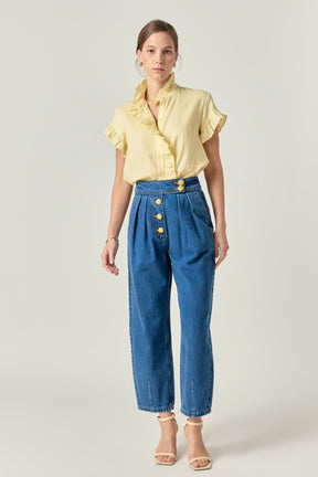 ENGLISH FACTORY - English Factory -Linen Ruffle Shirt - SHIRTS & BLOUSES available at Objectrare