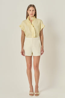 Linen Ruffle Shirt