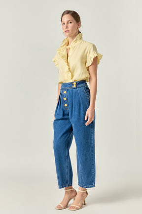 ENGLISH FACTORY - English Factory -Linen Ruffle Shirt - SHIRTS & BLOUSES available at Objectrare