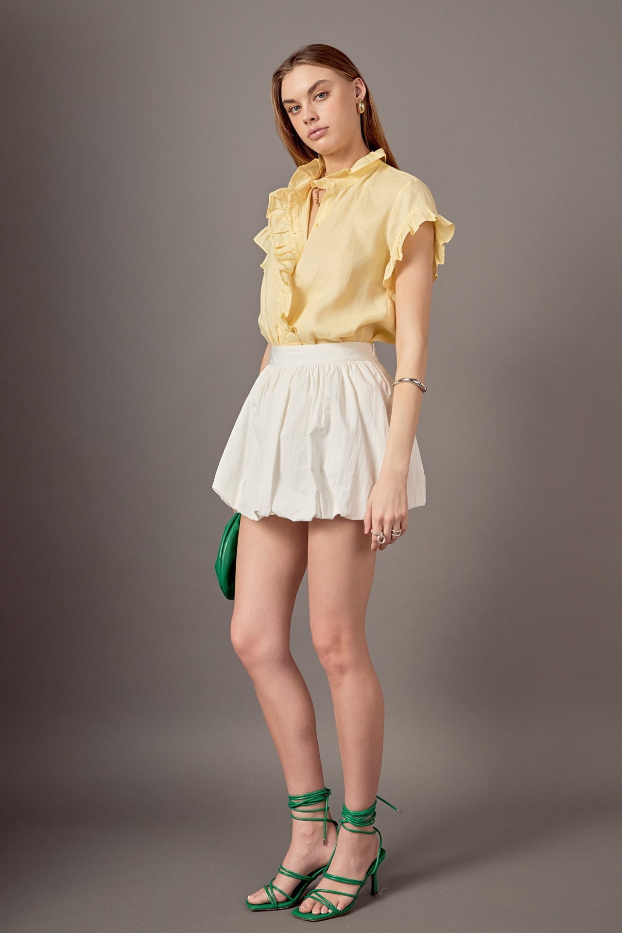 ENGLISH FACTORY - Wilma Linen Ruffle Shirt - BLOUSES available at Objectrare