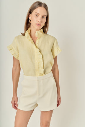 Linen Ruffle Shirt