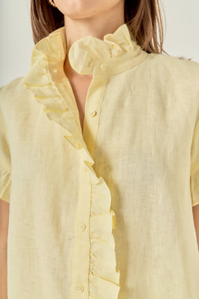Linen Ruffle Shirt