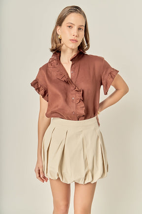 ENGLISH FACTORY - Linen Ruffle Shirt - SHIRTS & BLOUSES available at Objectrare