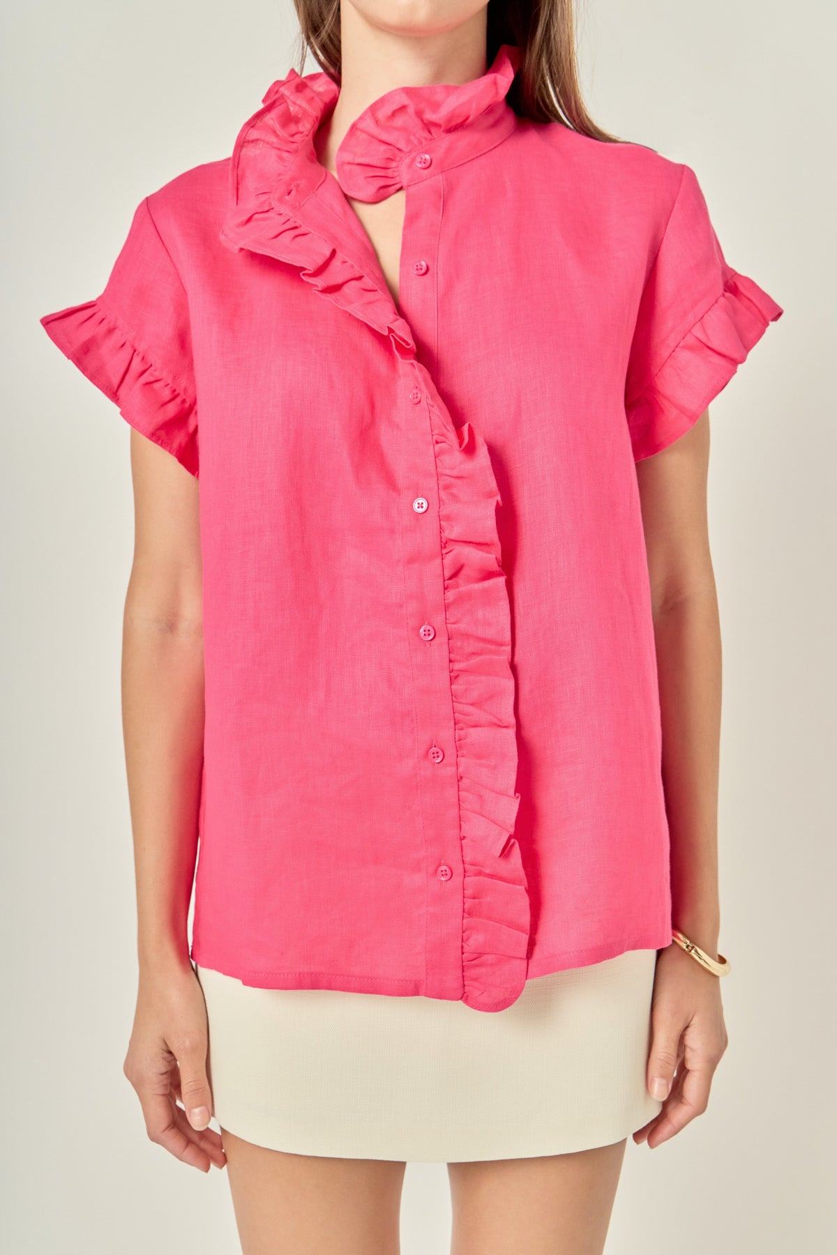 Linen Ruffle Shirt