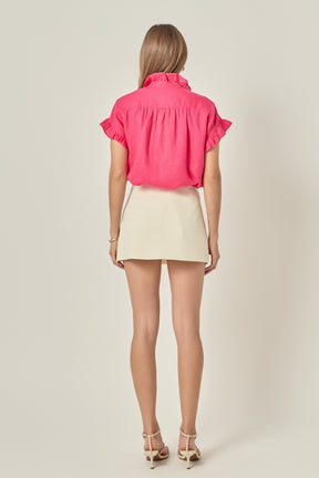 ENGLISH FACTORY - Linen Ruffle Shirt - SHIRTS & BLOUSES available at Objectrare