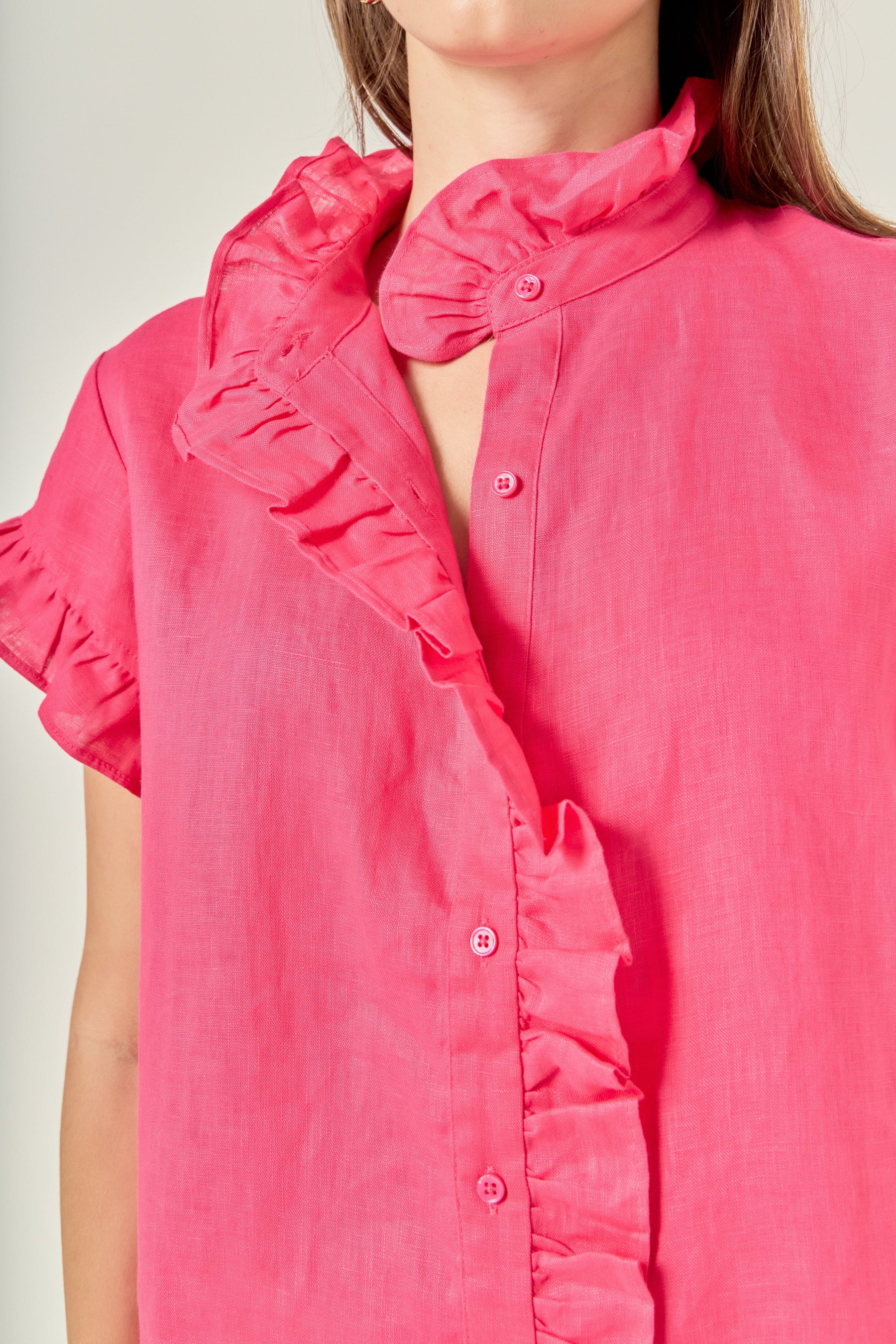 ENGLISH FACTORY - Linen Ruffle Shirt - SHIRTS & BLOUSES available at Objectrare