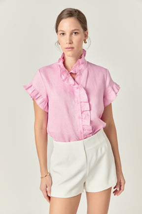 Wilma Linen Ruffle Shirt