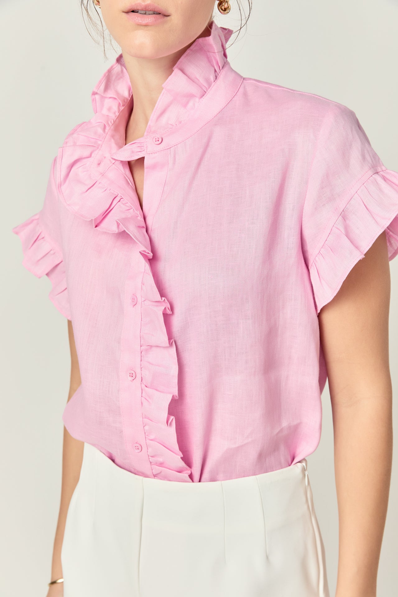 Wilma Linen Ruffle Shirt