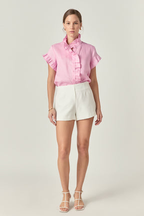 Wilma Linen Ruffle Shirt