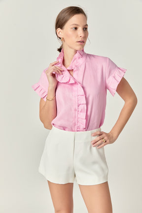 Wilma Linen Ruffle Shirt