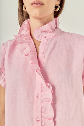 ENGLISH FACTORY - Linen Ruffle Shirt - SHIRTS & BLOUSES available at Objectrare