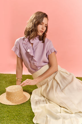ENGLISH FACTORY - Linen Ruffle Shirt - SHIRTS & BLOUSES available at Objectrare