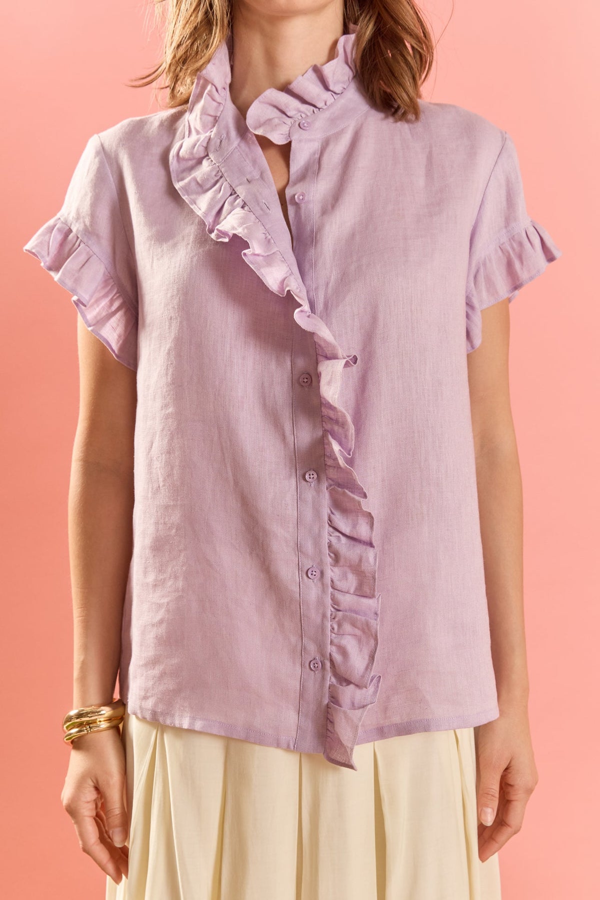 Linen Ruffle Shirt
