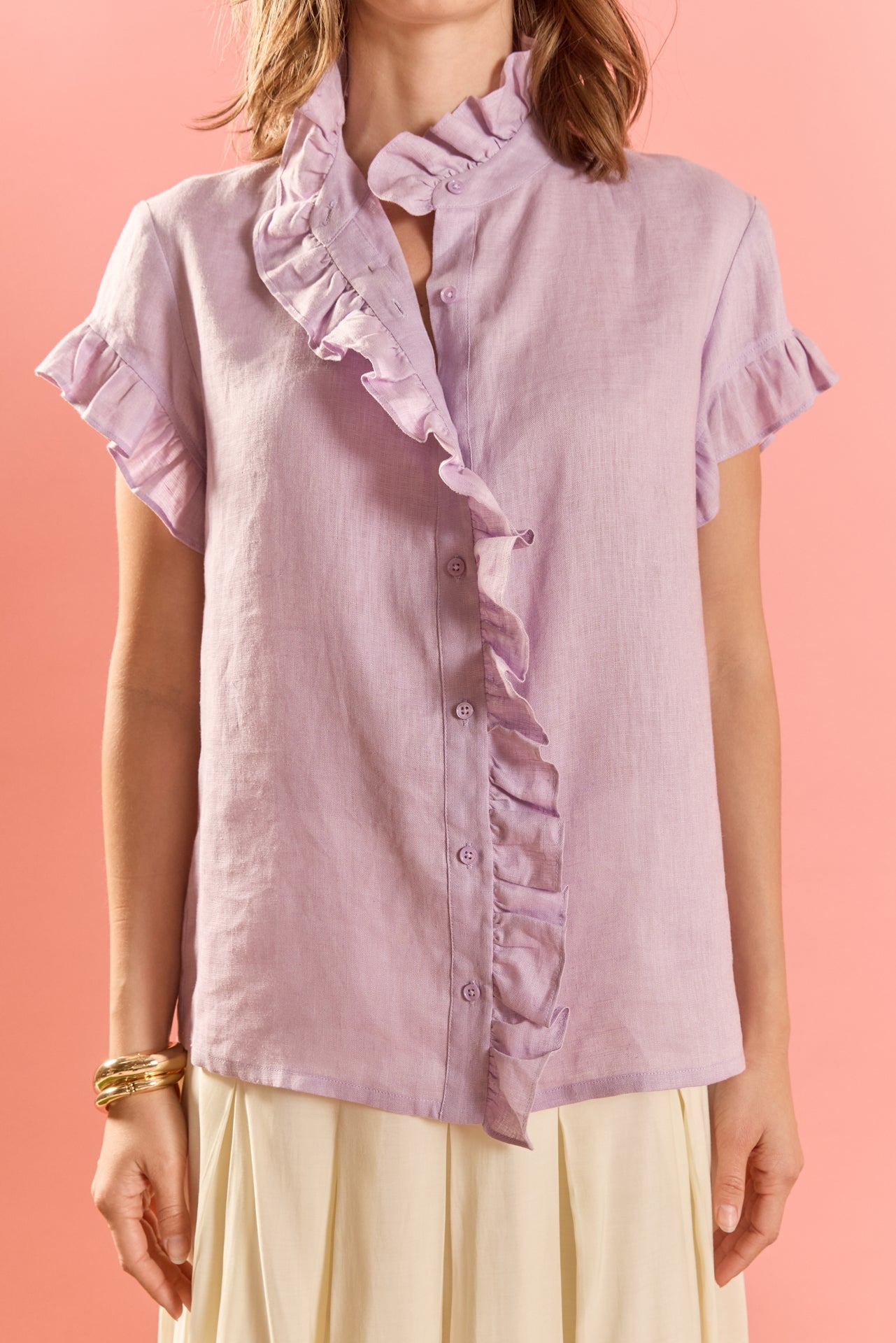 Linen Ruffle Shirt
