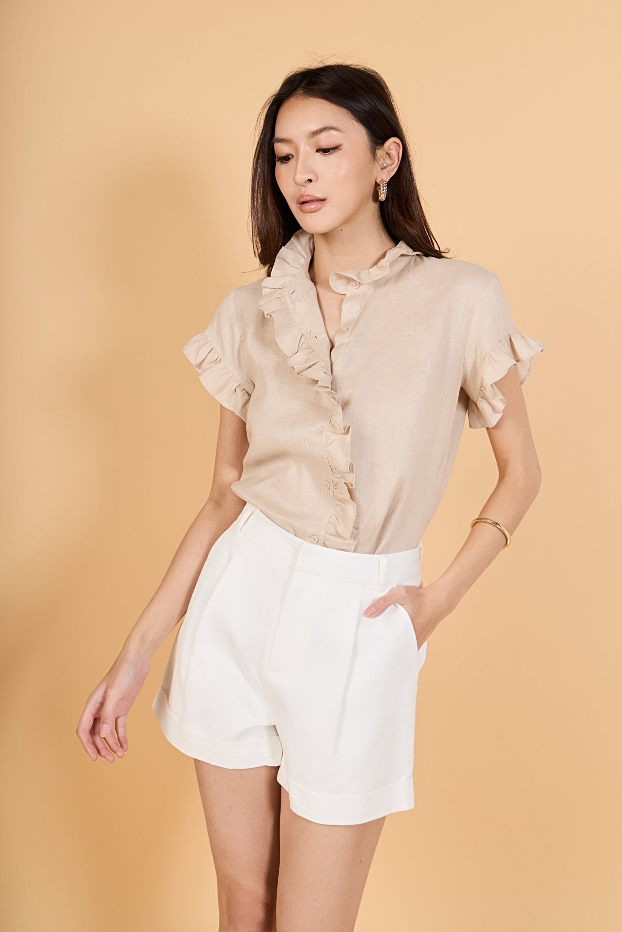 Linen Ruffle Shirt