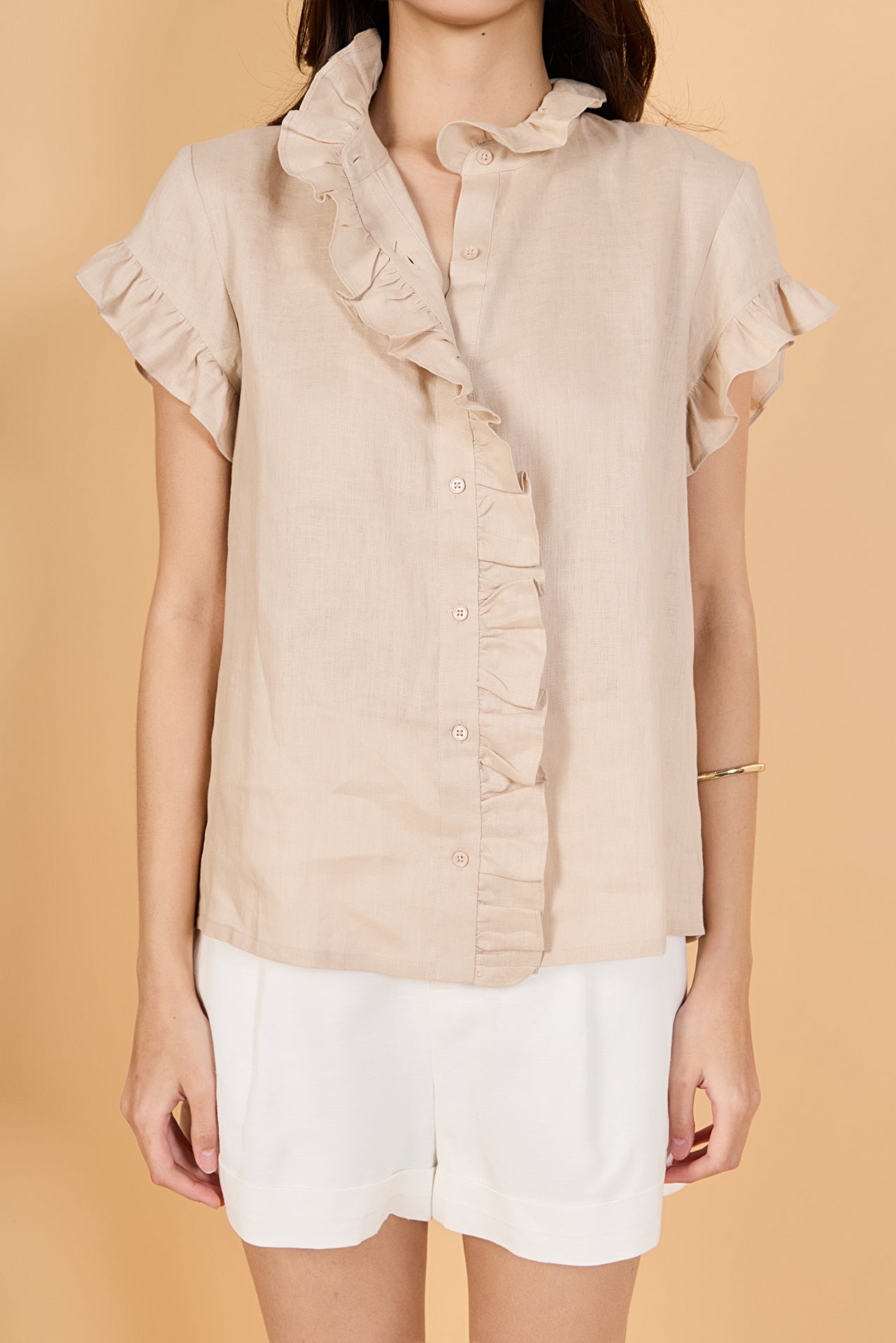 Linen Ruffle Shirt