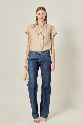 ENGLISH FACTORY - Linen Ruffle Shirt - SHIRTS & BLOUSES available at Objectrare