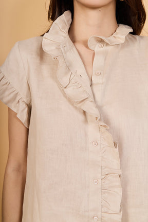 ENGLISH FACTORY - Linen Ruffle Shirt - SHIRTS & BLOUSES available at Objectrare
