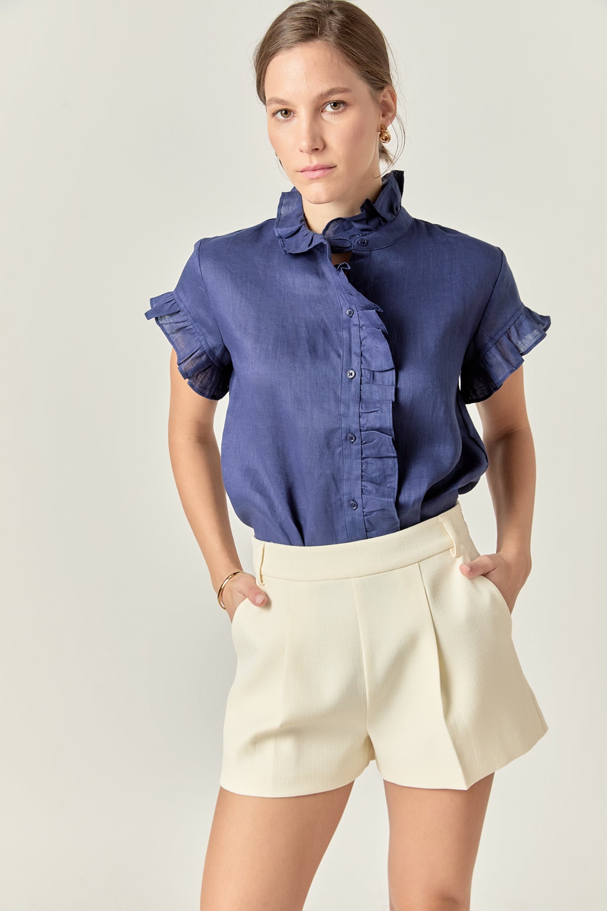 ENGLISH FACTORY - Linen Ruffle Shirt - SHIRTS & BLOUSES available at Objectrare