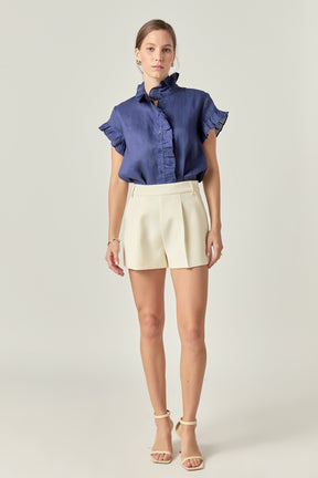 ENGLISH FACTORY - English Factory -Linen Ruffle Shirt - SHIRTS & BLOUSES available at Objectrare