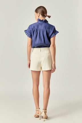 ENGLISH FACTORY - English Factory -Linen Ruffle Shirt - SHIRTS & BLOUSES available at Objectrare