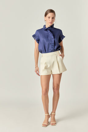 Wilma Linen Ruffle Shirt