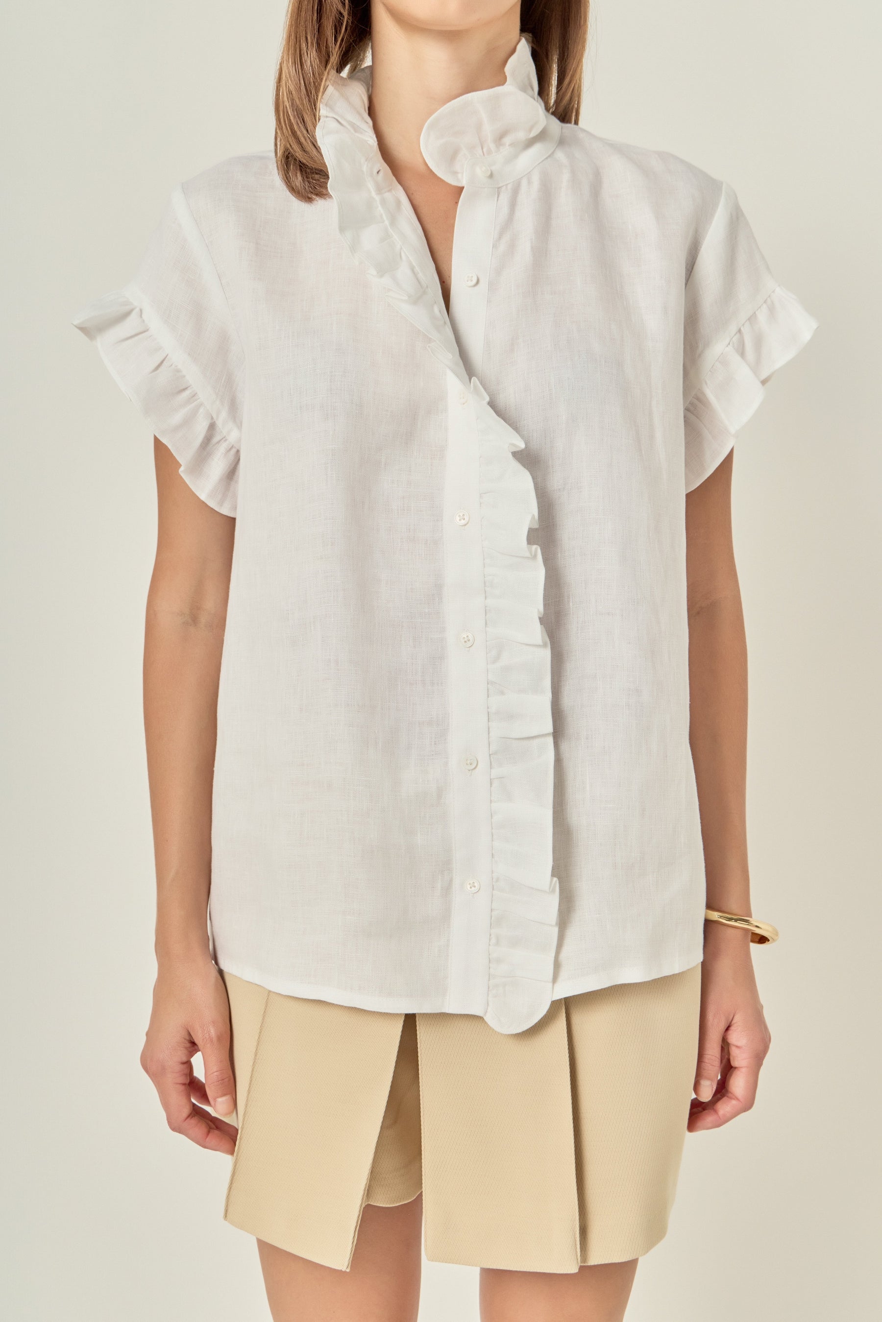 ENGLISH FACTORY - Linen Ruffle Shirt - SHIRTS & BLOUSES available at Objectrare